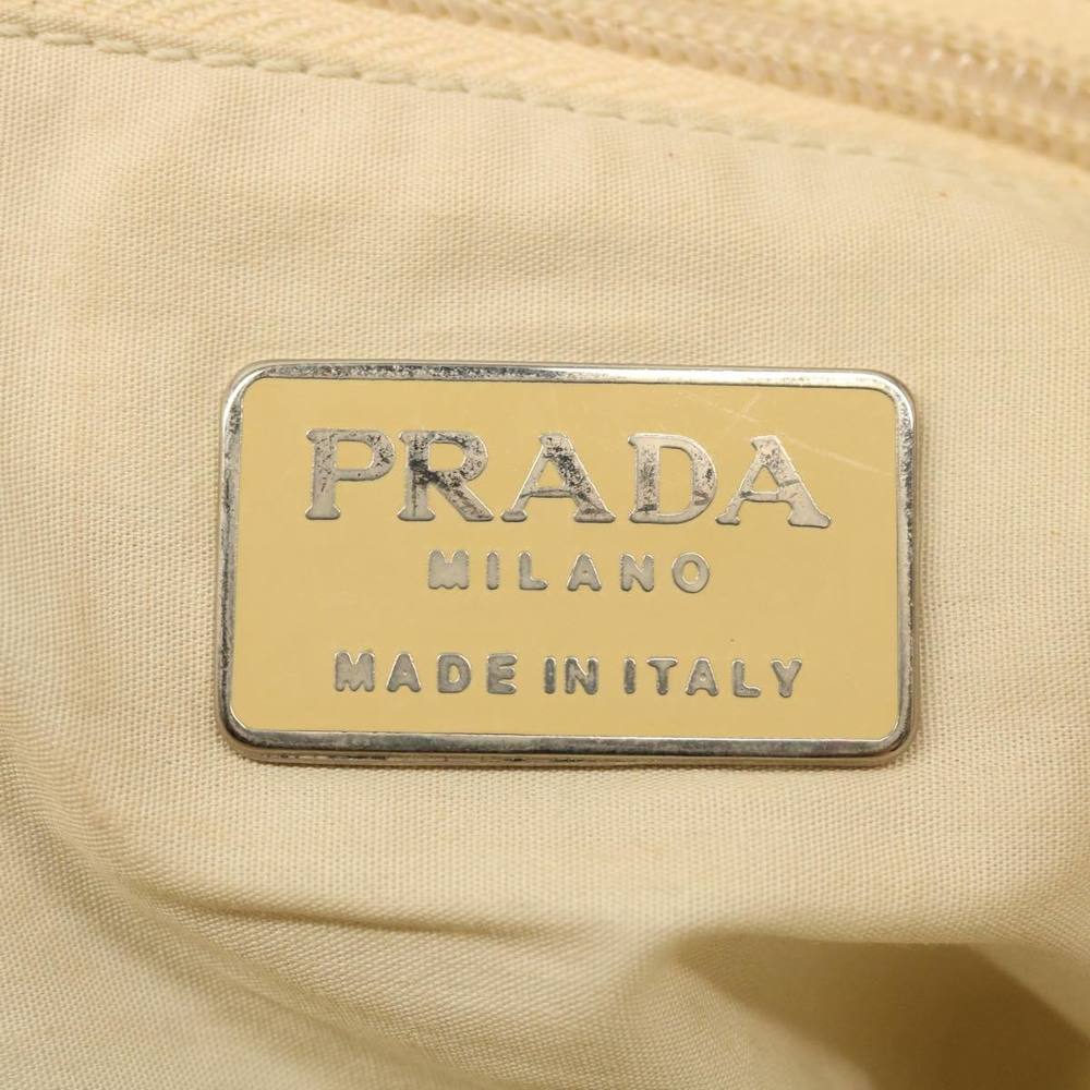 PRADA Tote Bag Nylon Beige Auth cl759 - Picture 10 of 16